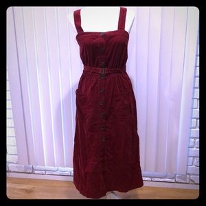 Adorable Pinafore Corduroy Dress with Pockets